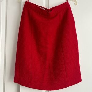 Vintage Chanel Red Tweed Knee Length Skirt